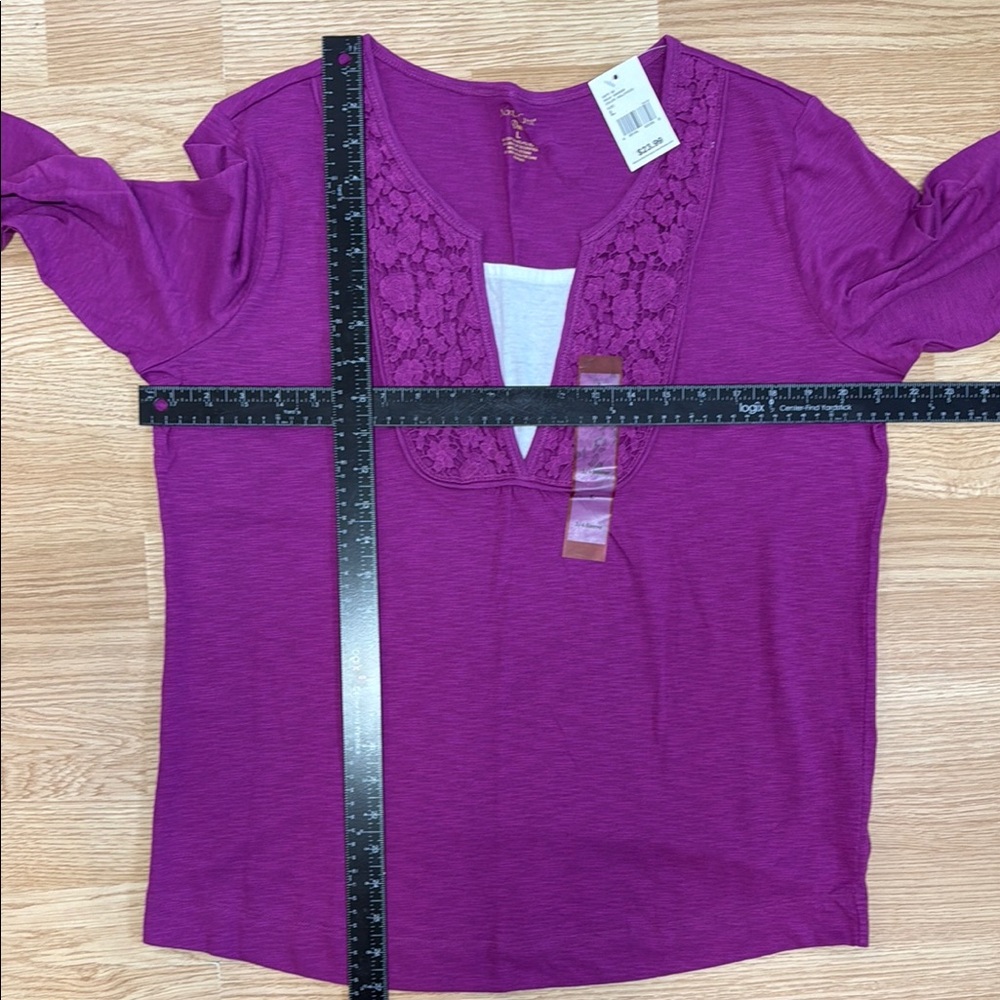 Northcrest Purple Relaxed V-Neck Tunic. Vibrant Comfy - Picture 5 of 5